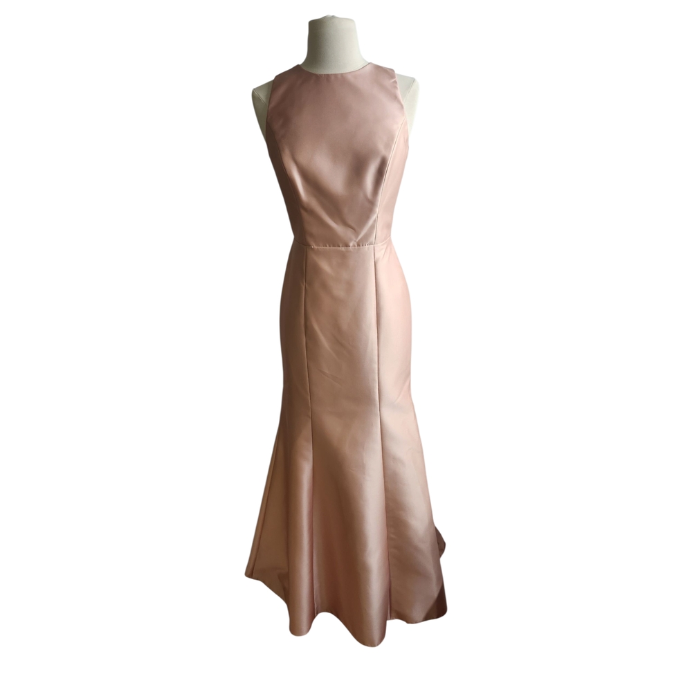 ALFRED SUNG Satin Halter Fit And Flare Dress